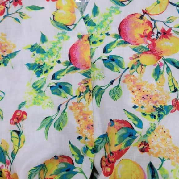 Lauren Conrad Tropical Fruit Button-Front Puff-Sleeve Top Size L - Picture 7 of 11